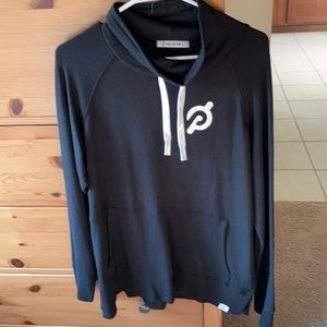 Peloton cowl neck top on worn 2x